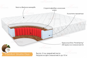 Комфорт "Струтто Дуо" 23 см. средняя жесткость до 135 кг.
